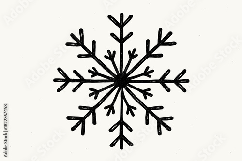 Radial Symmetry Snowflake. Radial symmetry snowflake. Hand-drawn doodle illustration of Radial symmetry