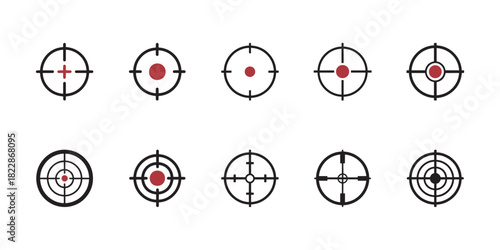 Minimal target icons set, Precision aim, Focus, and crosshair symbols