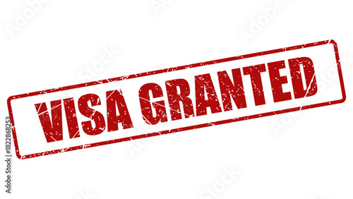 Visa granted stamp with grunge texture