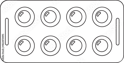 Tray with Eight Items Line Art