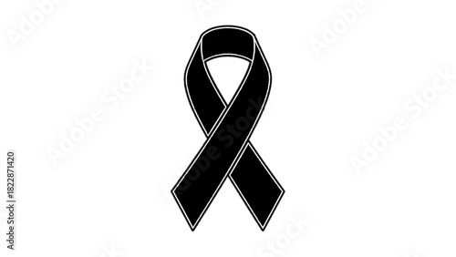 Vector illustration of black awareness ribbon symbol for mourning, grief, and remembrance isolated on transparent background