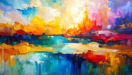 水彩と油彩が溶け合う抽象的なミックステクスチャ背景