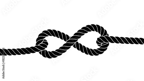 Vector illustration of black rope tied in an infinity knot symbol, isolated on transparent background