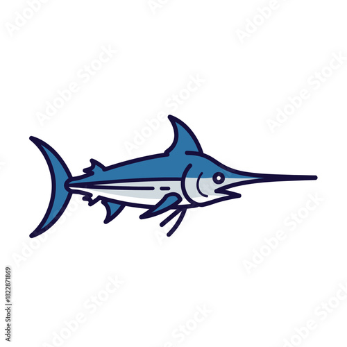 Marlin Fish Vector Illustration Blue Ocean Creature