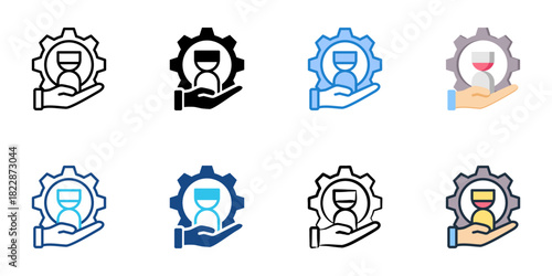 Time management icon set multiple style collection vector illustration
