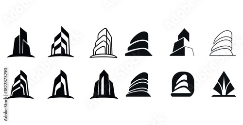 Set of modern abstract building icon designs