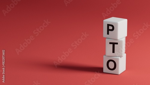 paid time off words on wooden elements and charts.close up of wooden elements,