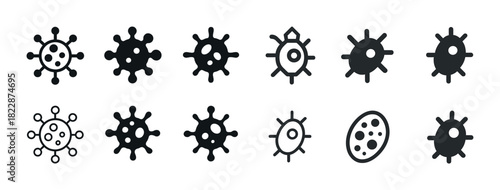 Virus icon set with various designs and styles