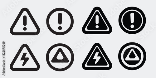 Warning Sign Collection Danger Risk Attention Electricity Hazard Alert Symbol Set