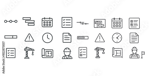 Construction and project management icons set
