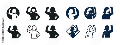 Empowered female silhouettes in bold poses for women's strength and resilience