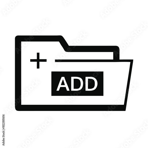 An icon representing a folder with a plus sign and the word ADD signifies adding new items.
