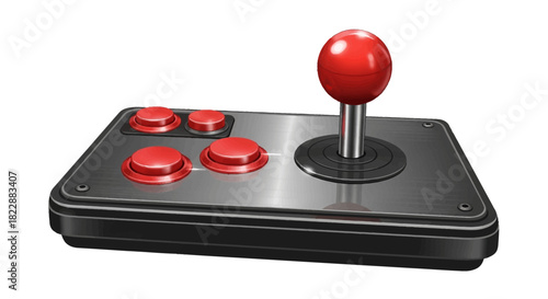 Classic Arcade Joystick with Red Buttons and Ball