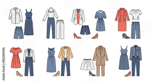 Collection of Women's Fashion Outfits and Apparel