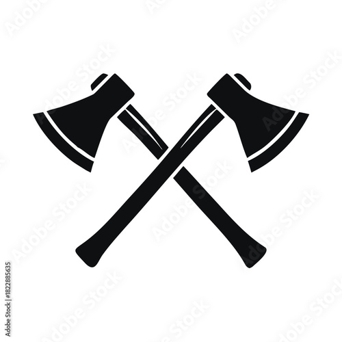 Two crossed axes are depicted in a simple black and white illustration.