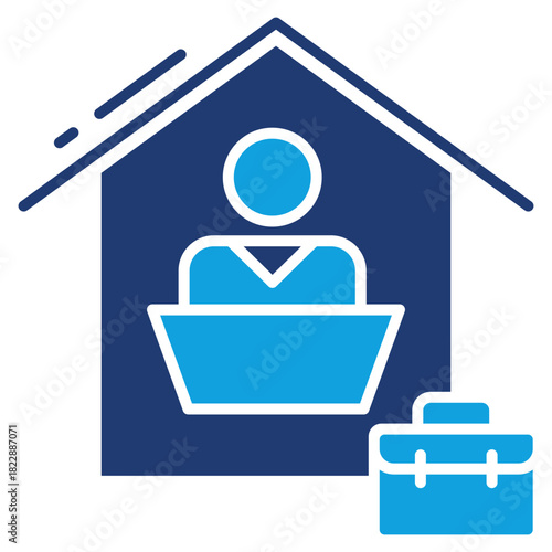 Remote Work Flat Blue Icon