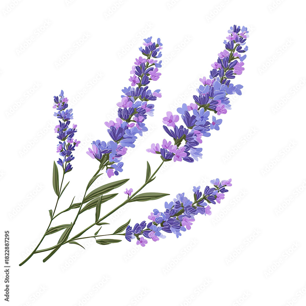 Obraz premium Artistic sprigs of lavender create a calming, aromatic, and natural design element for your projects, perfect for wellness brands, home decor, and floral-themed designs