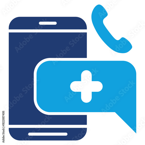 Telehealth Service Flat Blue Icon