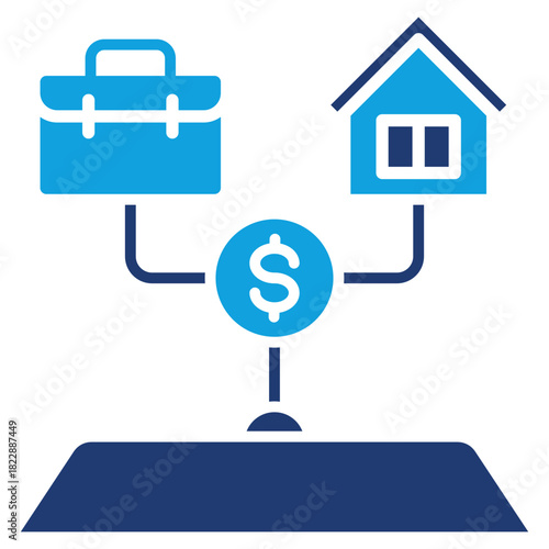 Work Life Balance Flat Blue Icon