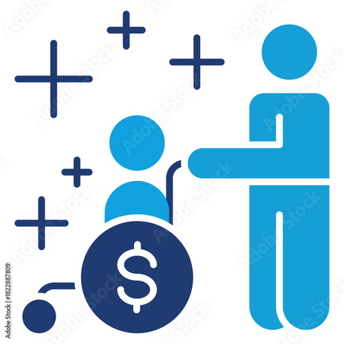 Elderly Care Flat Blue Icon