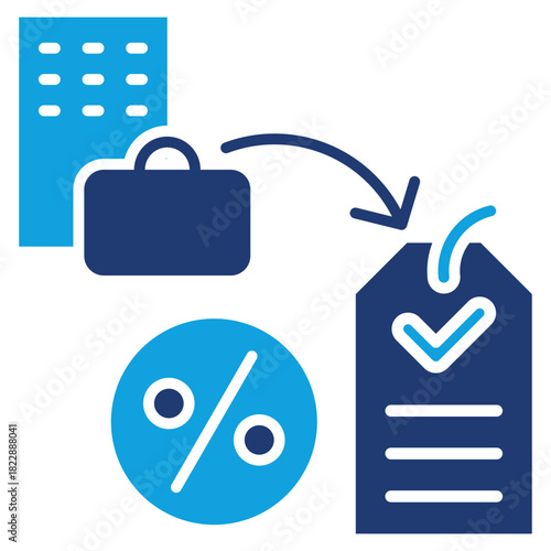 Employee Discount Flat Blue Icon