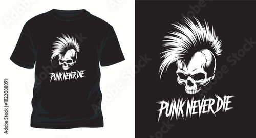 Punk skull vector illustration for tshirt design