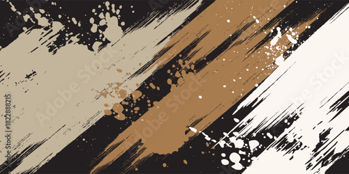 black brown putih cream abstract background. colour trend 2025 featuring elegant geometry  with dark gradient, and paper grain texture