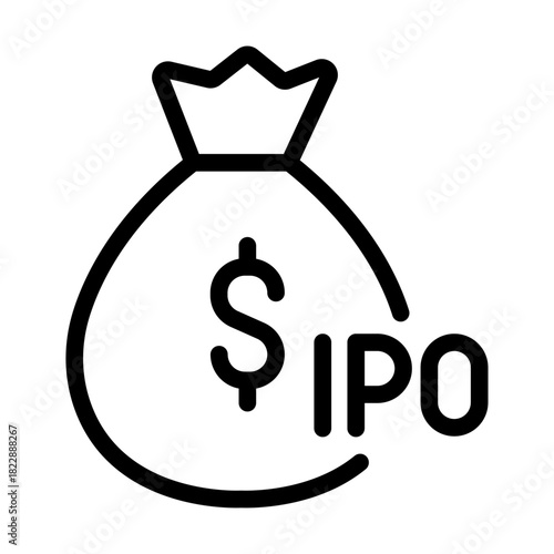 IPO Money Bag Line Icon of Initial Public Offering (IPO) Icon Set
