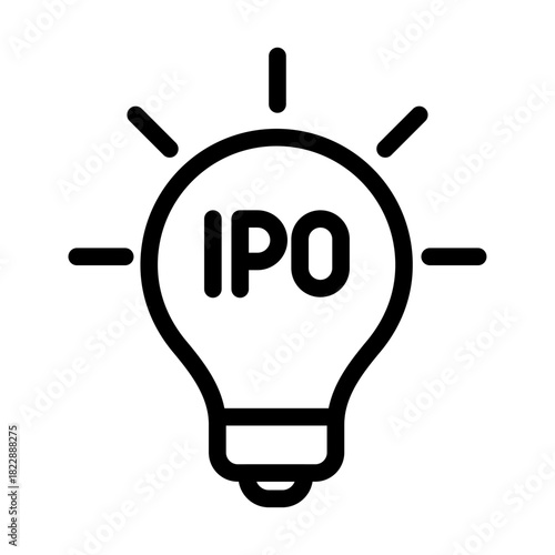 IPO Idea Line Icon of Initial Public Offering (IPO) Icon Set