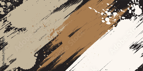 black brown putih cream abstract background. colour trend 2025 featuring elegant geometry  with dark gradient, and paper grain texture