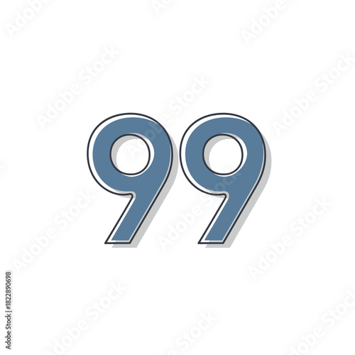 Number ninety nine in a blue metallic font.