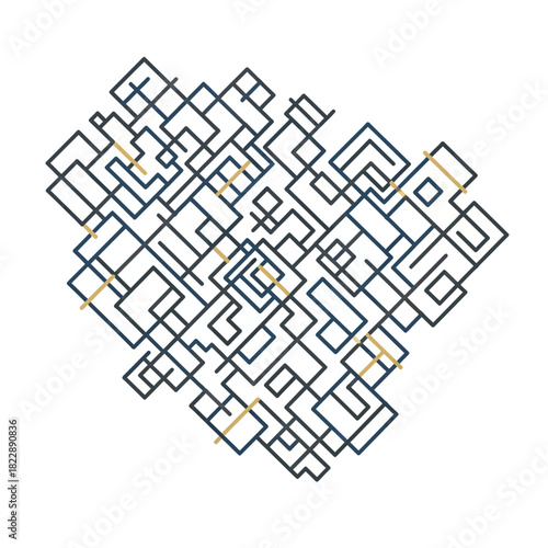 Abstract geometric pattern with interlocking lines and shapes.