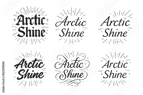 Arctic Shine Calligraphy. Arctic Shine. Create a calligraphy lettering illustration of the phrase: Arctic
