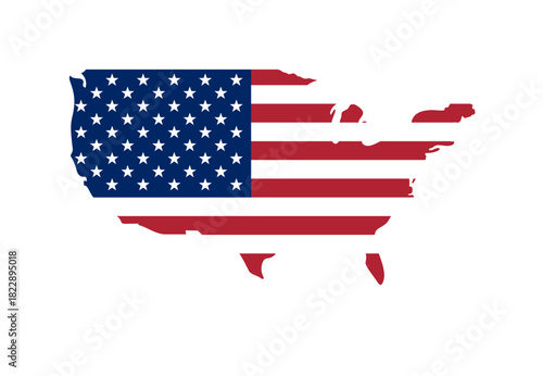 Stylized map of the united states featuring an american flag design, symbolizing patriotism.