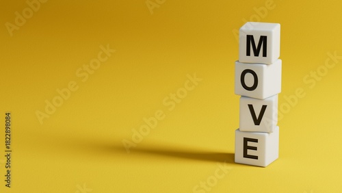 Fotografi MOVE, word cube with white background