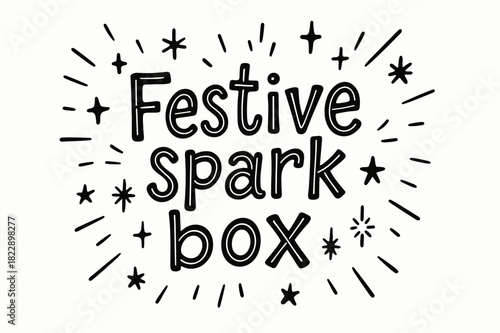 Festive Doodle Box. In the middle, the word ?Festive spark box? written in doodle hand-drawn style.