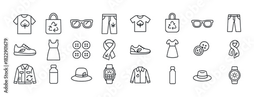 Eco-friendly fashion and accessories icons collection