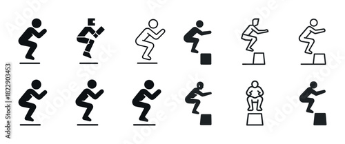 Silhouette icons of diverse jumping and leaping poses