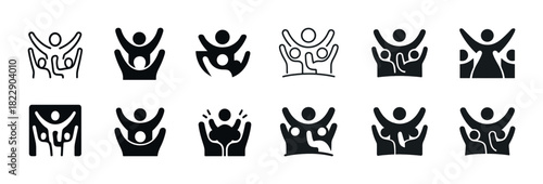 Collection of abstract human figures in dynamic poses