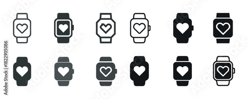 Heart icons on smartwatches for fitness and health monitoring