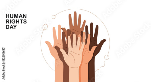 Human Rights Day Hands of Different Colors United for Equality