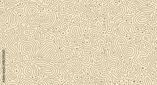 Seamless abstract pattern with intricate organic diffusion lines and dots. Modern generative art vector background for wallpaper or texture