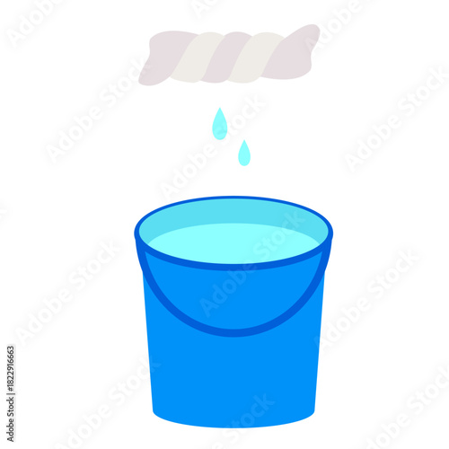 絞った雑巾と水が入ったバケツのイラスト