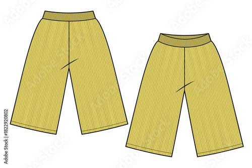 Kids sweatpants vector mockup template technical drawing.