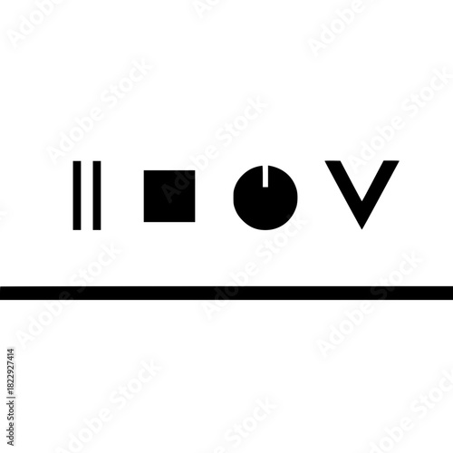 Sleek minimalist media player control icons for modern user interfaces, perfect for app design, web development and interactive presentations providing intuitive navigation