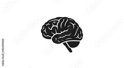 Brain or mind side view flat vector icon for medical apps and websites
