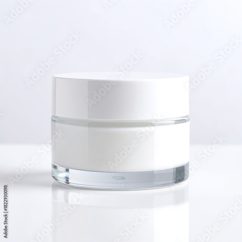 Wallpaper Mural A sleek white jar with a smooth finish, featuring a transparent lid that showcases its contents, perfect for storage or display in any setting. Torontodigital.ca