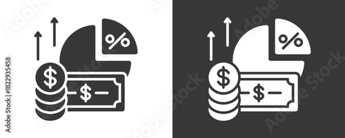 Profit Margin Icon Set Vector Collection Isolated In Black And White