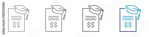 Tuition Reimbursement Icon Line Style and Blue Colour  Vector Illustration Concept