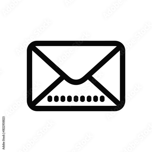 Simple black and white envelope icon with dotted line detail